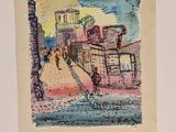 a picture of a painting of a city street