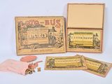 an image of a box of loto - bus cards with a train in the background