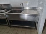 a stainless steel sink and a stove in a kitchen