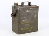 an old metal box with a chain on it