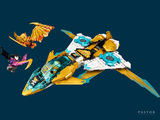 two legos that are flying in the air