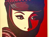 a painting of a woman wearing a hat and scarf