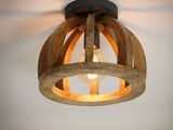 une image représentant un luminaire en bois muni d'une ampoule