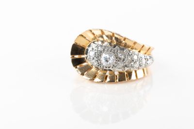 Bague Ancienne En Or Bicolore Des Années 80 - Taille 53 - Jaune Et Blanc 9K