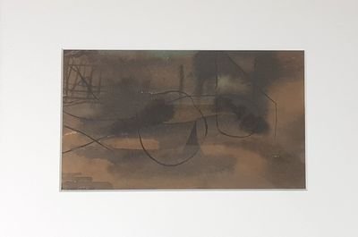 a picture of a painting on a wall above a bed