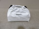 a white bag that has a black logo on it
