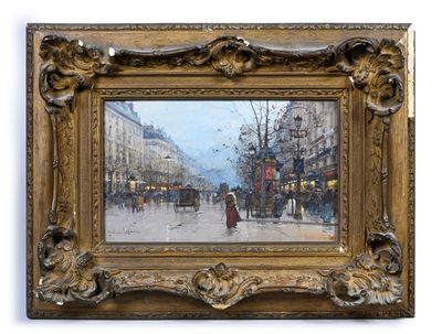 a picture of a painting of a city street