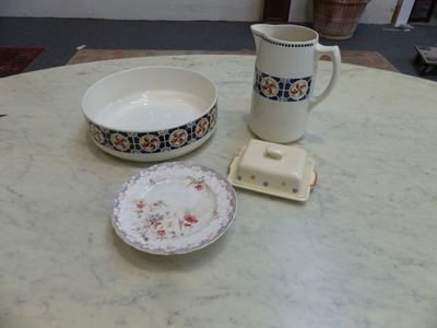 FAIENCE : Broc (fêle) et bassin Art déco BADONVILLER + Coupe…