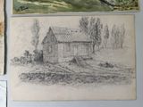 a drawing of a cabin and a drawing of a house