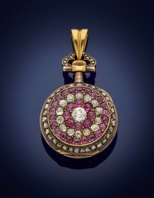 an antique ruby and diamond locke pendant