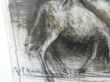 un dessin représentant un cheval avec un cavalier sur le dos