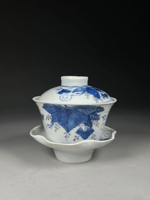 chinese blue and white porcelain bowl and saucer