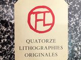 the back of a book with a red and white logo on it