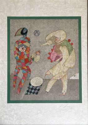 tableau représentant un homme et une femme jouant au tennis