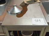 a kitchen with a stainless steel sink and a large window