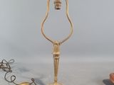 pair of antique brass table lamps on marble bases