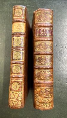 Deux vieux livres sont posés l'un à côté de l'autre sur une table