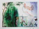 a picture of a painting of a woman in a garden
