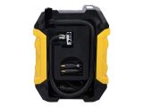 a close up of a yellow and black box with a power cord