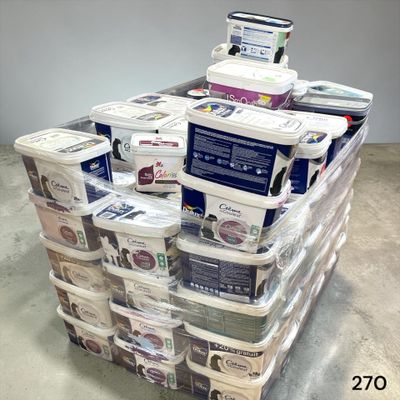 many containers of food stacked on top of each other