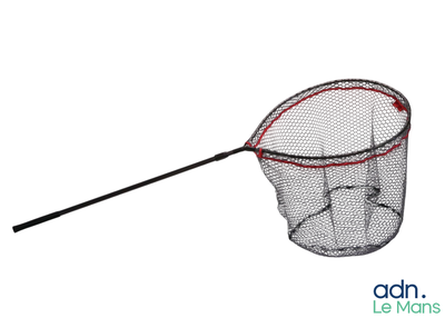 un filet de pêche muni d'une poignée à laquelle est fixé un filet