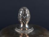 a silver plate with an elephant on top of it