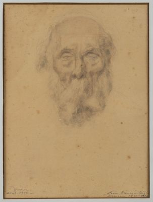 an old drawing of a man with a beard and a mustache