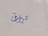 a white plate with a blue design on it