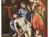 an image of a painting of jesus on the cross with other people