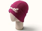 a pink hat on a mannequin head on a white background