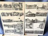 plusieurs vieilles photographies en noir et blanc représentant une ville et un fleuve