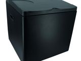 an image of a black cooler sitting on top of a white surface