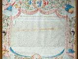 a framed manuscript of the declaration of the united states of america