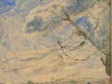 an image of a painting of a tree in a field with a sky in the background