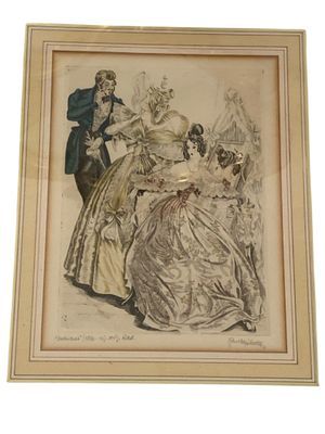 an image of a drawing of a man and a woman in formal dress