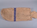 a brown bag with a blue stripe on it
