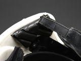 a close up of a hockey goalie ' s glove and helmet