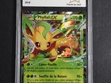 a close up of a pokemon card in a plastic case