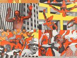 a collage of different images of a man with a guitar