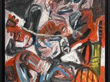 un tableau représentant un homme jouant de la guitare dans une pièce