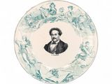 a plate with a picture of a man on it