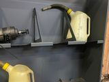 a metal cabinet with a lot of items on it