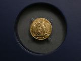 une image représentant une pièce d'or dans une vitrine