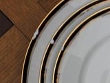 three plates stacked on top of each other on a table