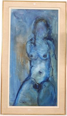DERUBER Désiré, XXe. Femme bleue.