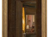 an image of a painting of a room with a chair and a window