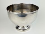 silver plated bowl on stand on white background