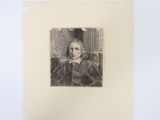 a black and white drawing of a woman sitting in a chair