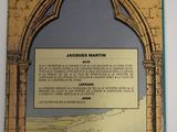 an old book with a picture of a castle in the background