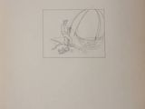 drawing of a man on a surfboard with a ball in the water